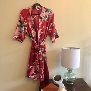 Berry Red Silky Kimono